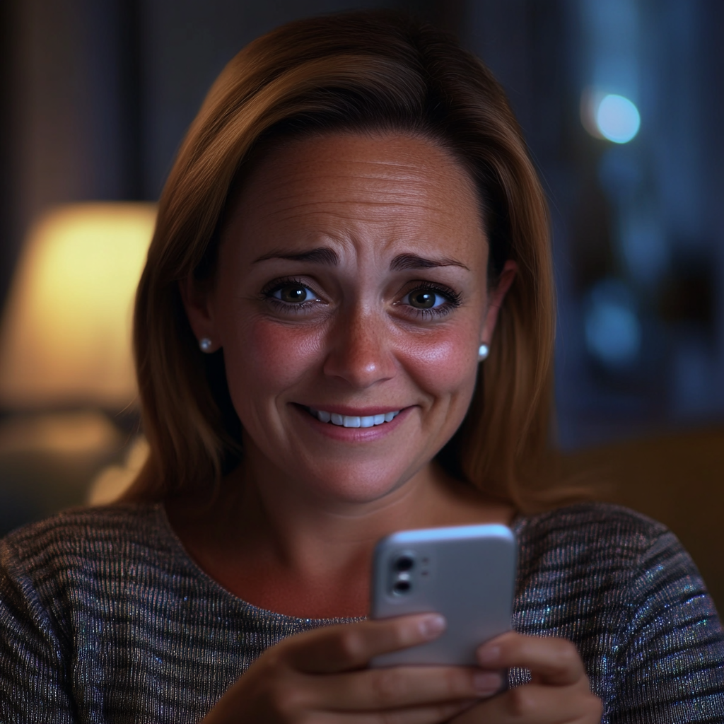 A delighted woman looking at her phone | Source: No source