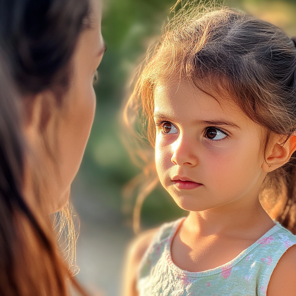 A serious girl talking to her mother | Source: No source
