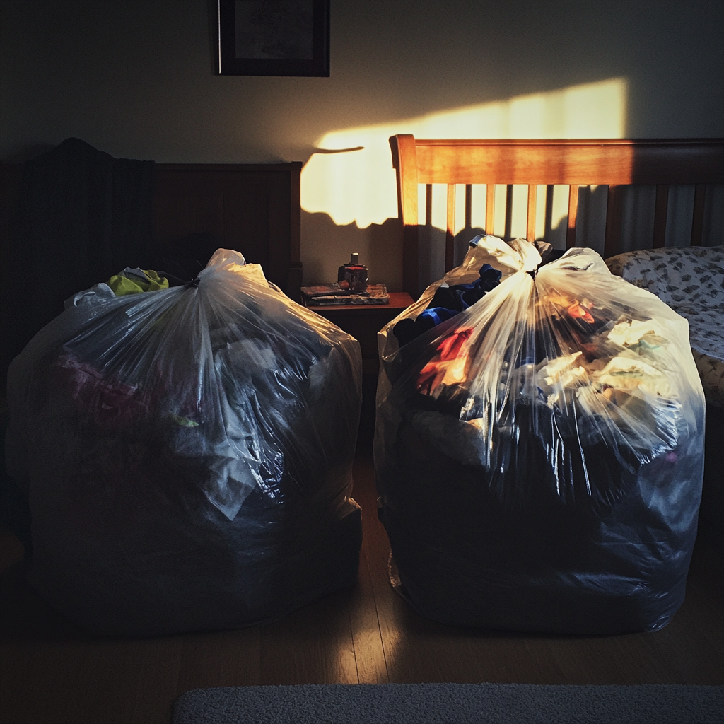 Trash bags in a bedroom | Source: No source
