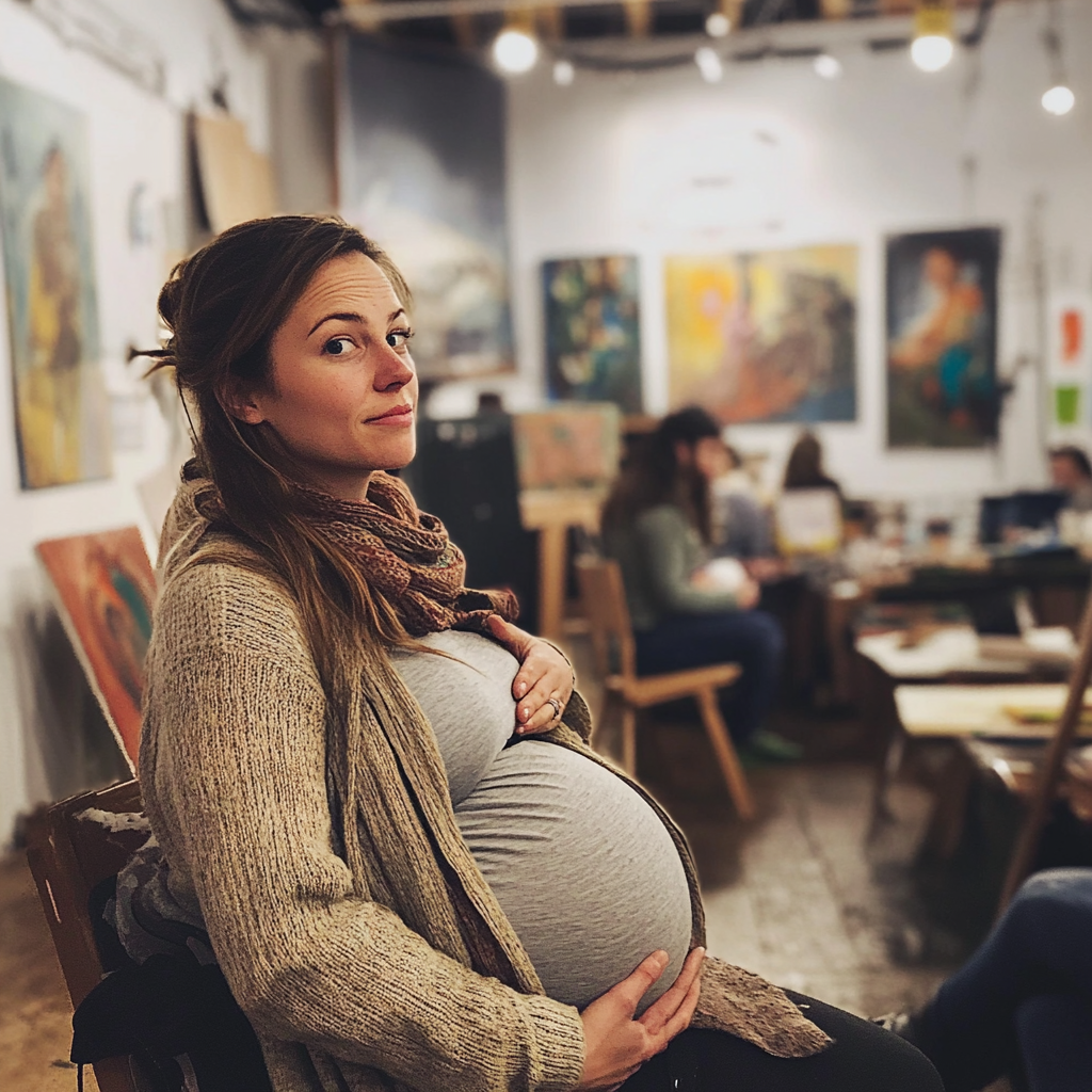 Pregnant woman in a painting class | Source: No source
