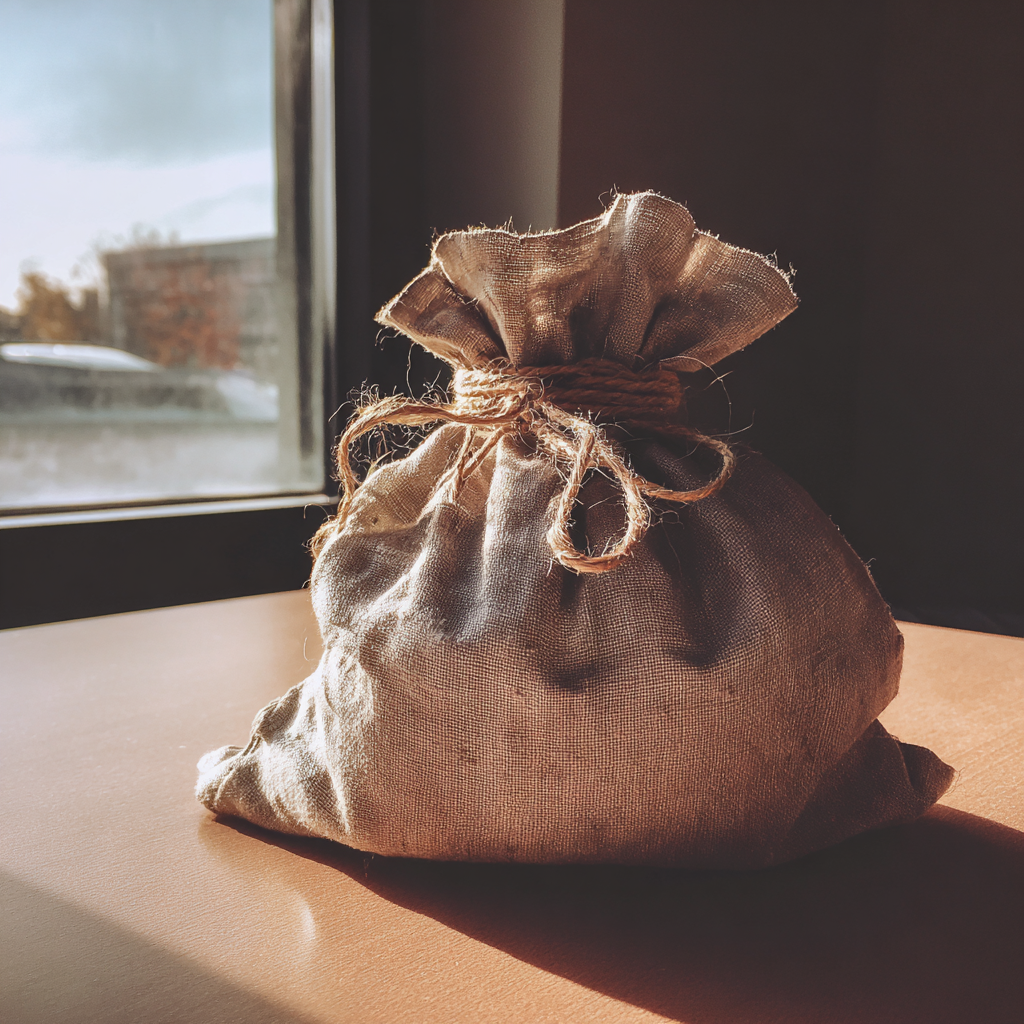 A cloth bag on a table | Source: no source