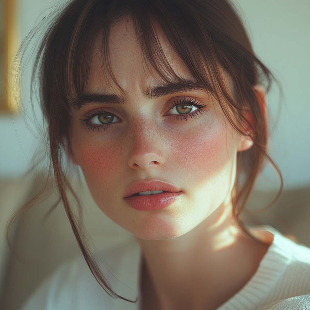 A woman sitting on a couch | Source: No source
