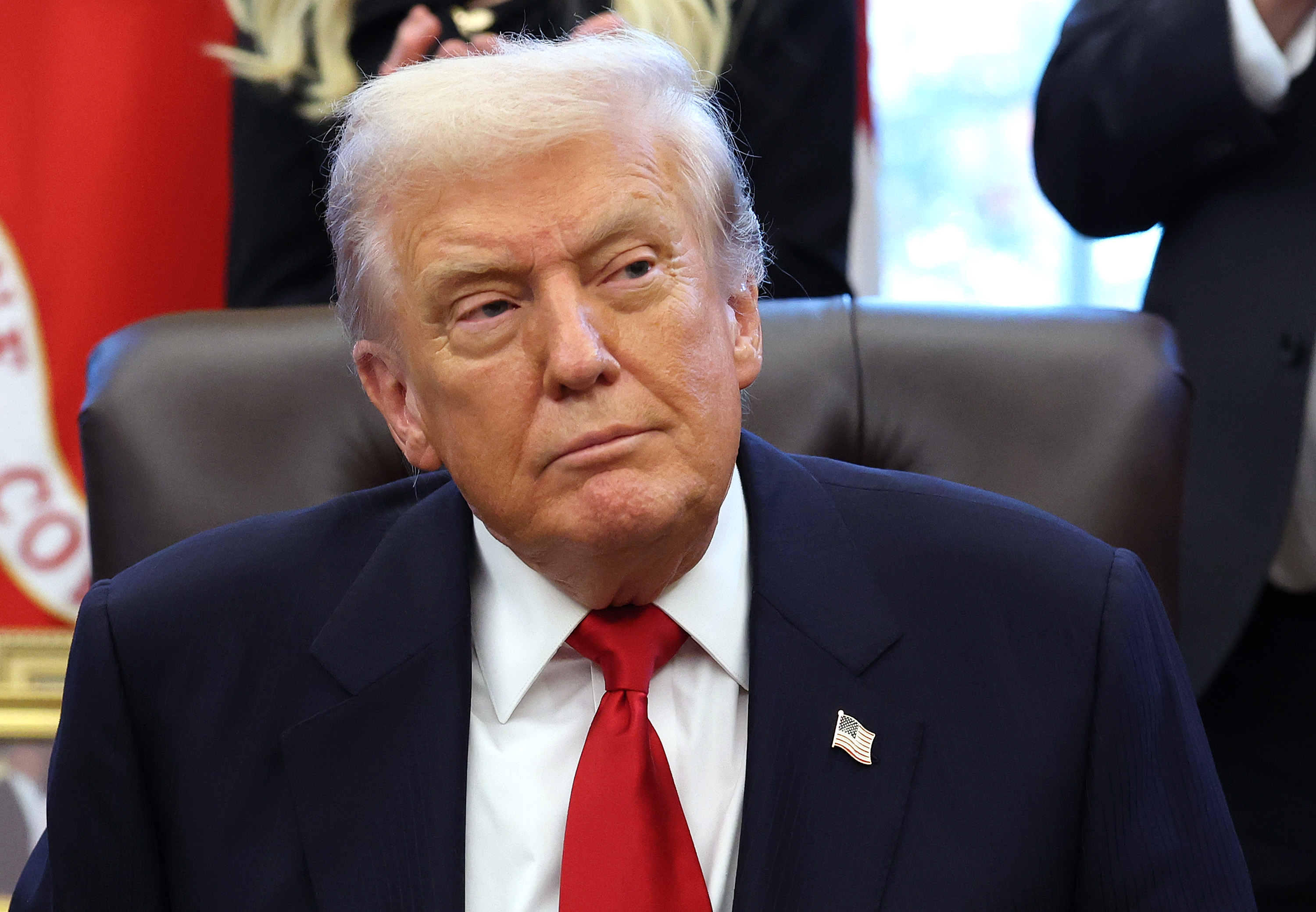 President Donald Trump looks on during the swearing-in ceremony of U.S. Ambassador to India Sergio Gor in the Oval Office of the White House on November 10, 2025. | Source: Getty Images