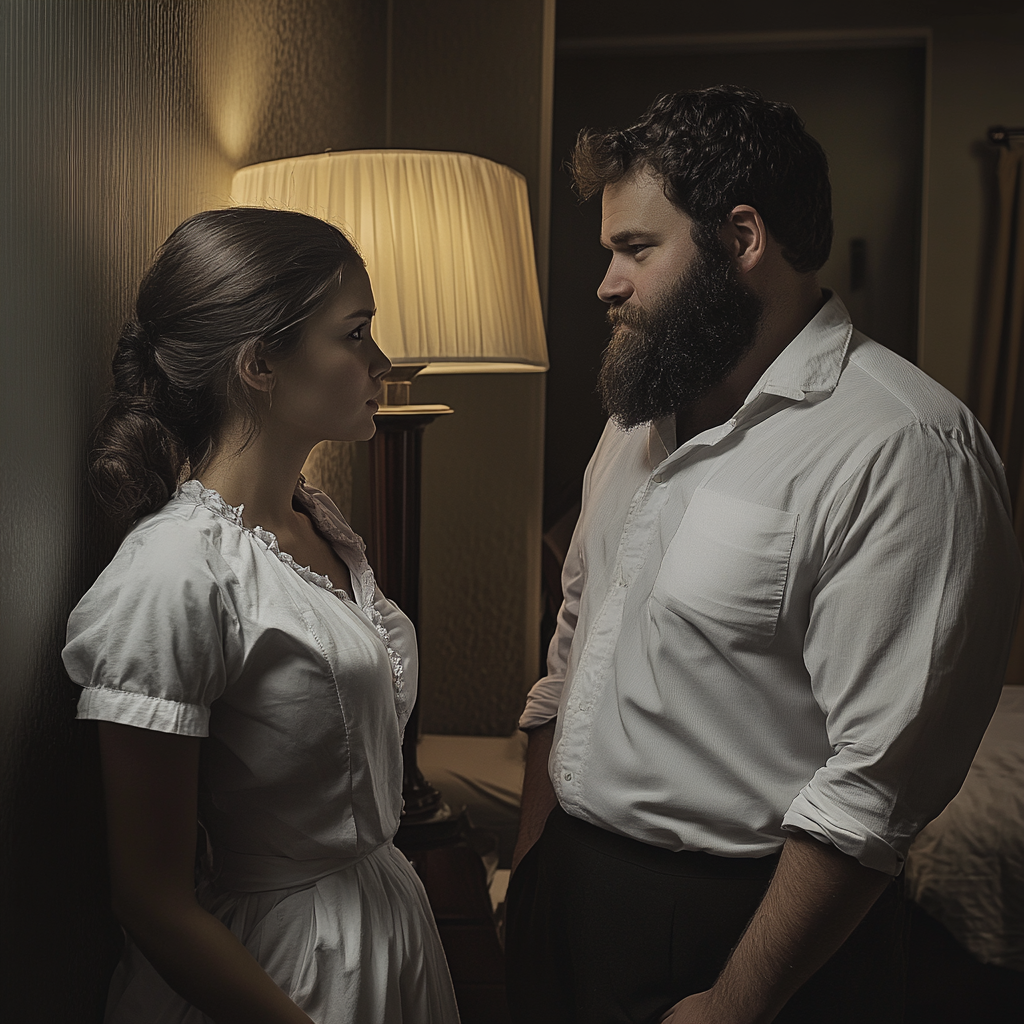 A man coming up to talk to a maid | Source: no source