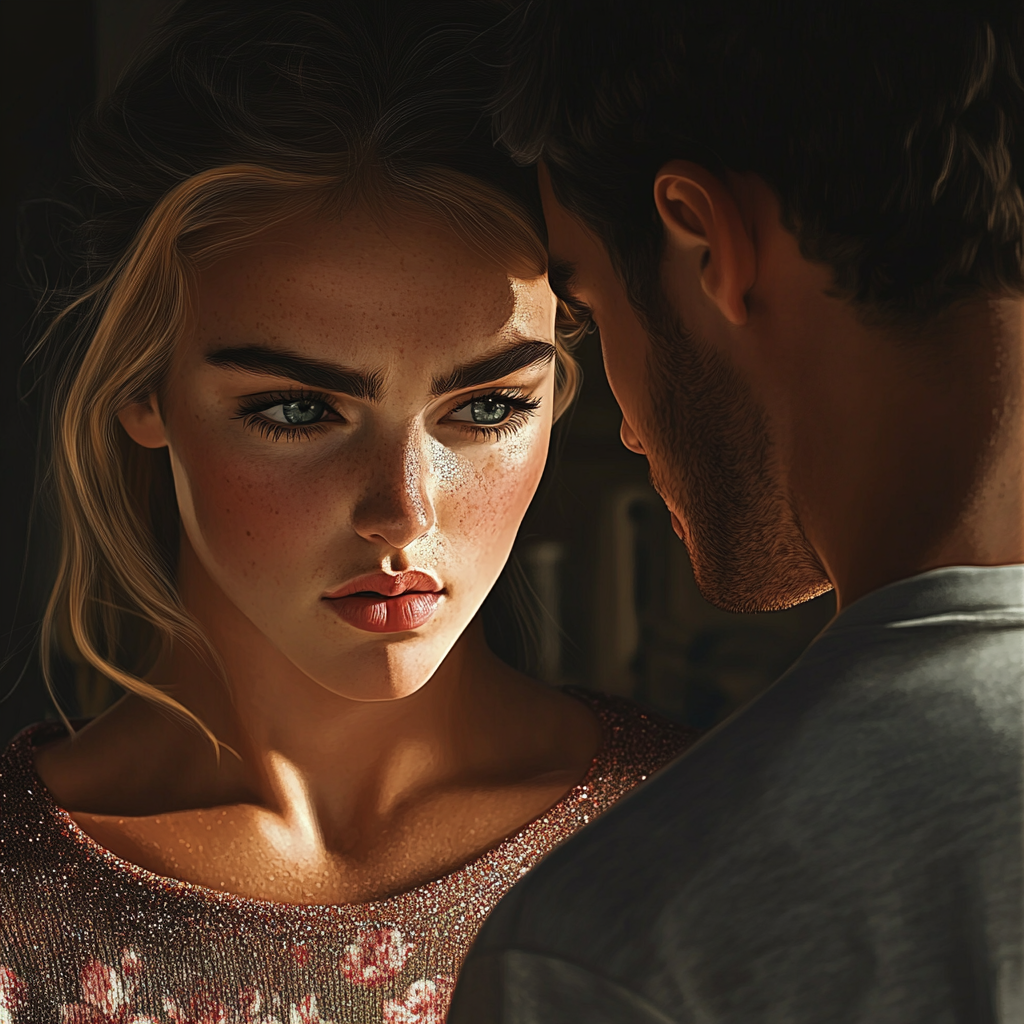 An emotional woman looking at a man | Source: No source