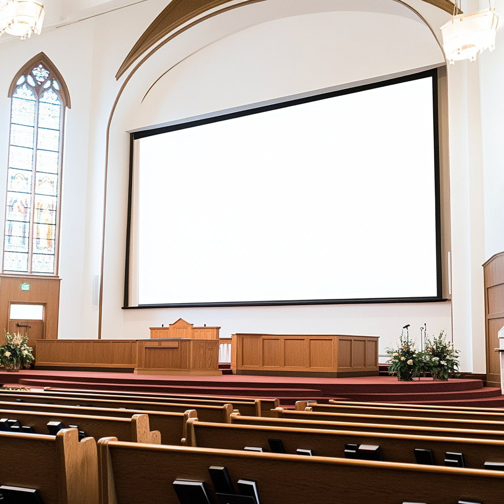 An AV screen in a church | Source: no source