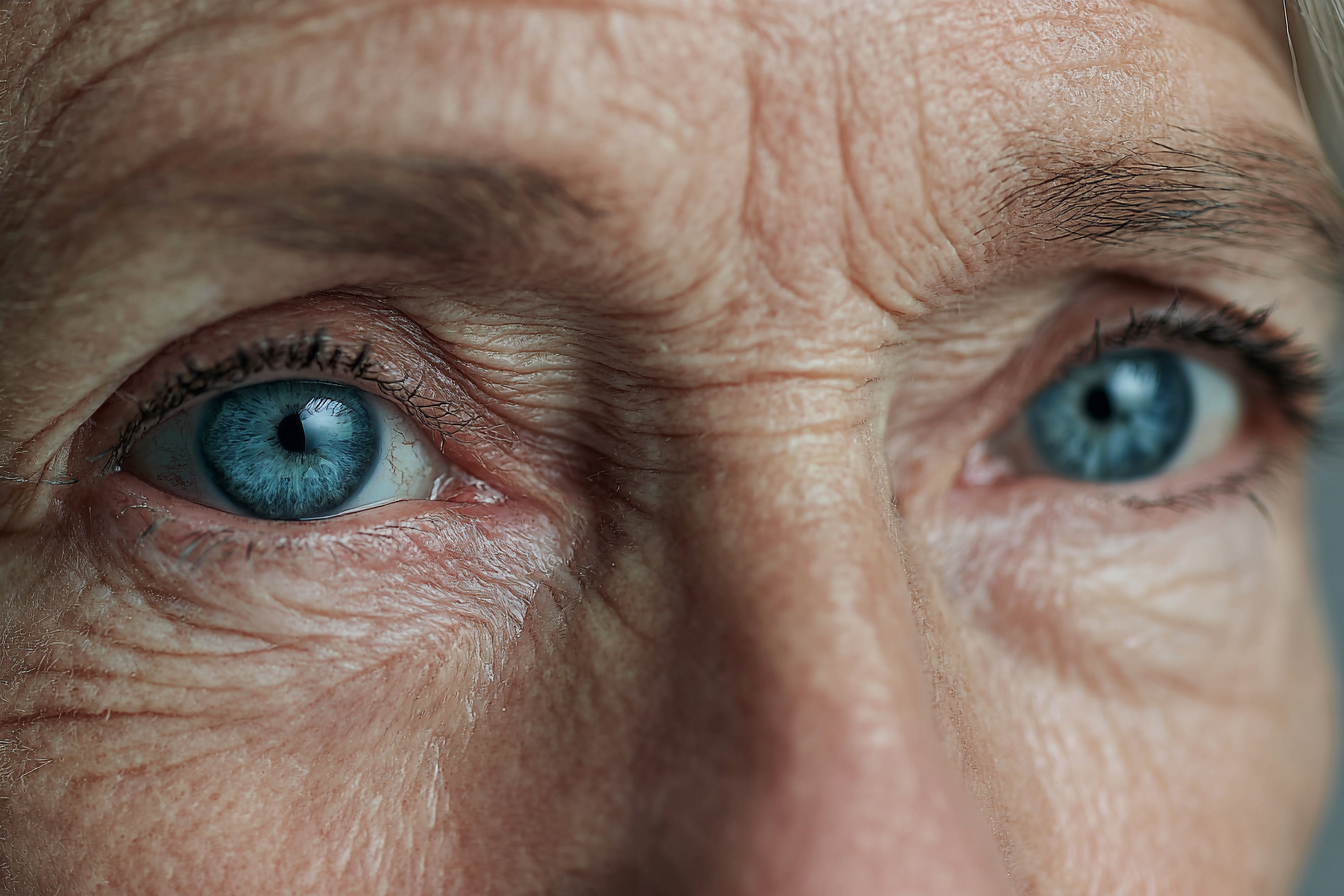 An elderly woman with blue eyes | Source: No source