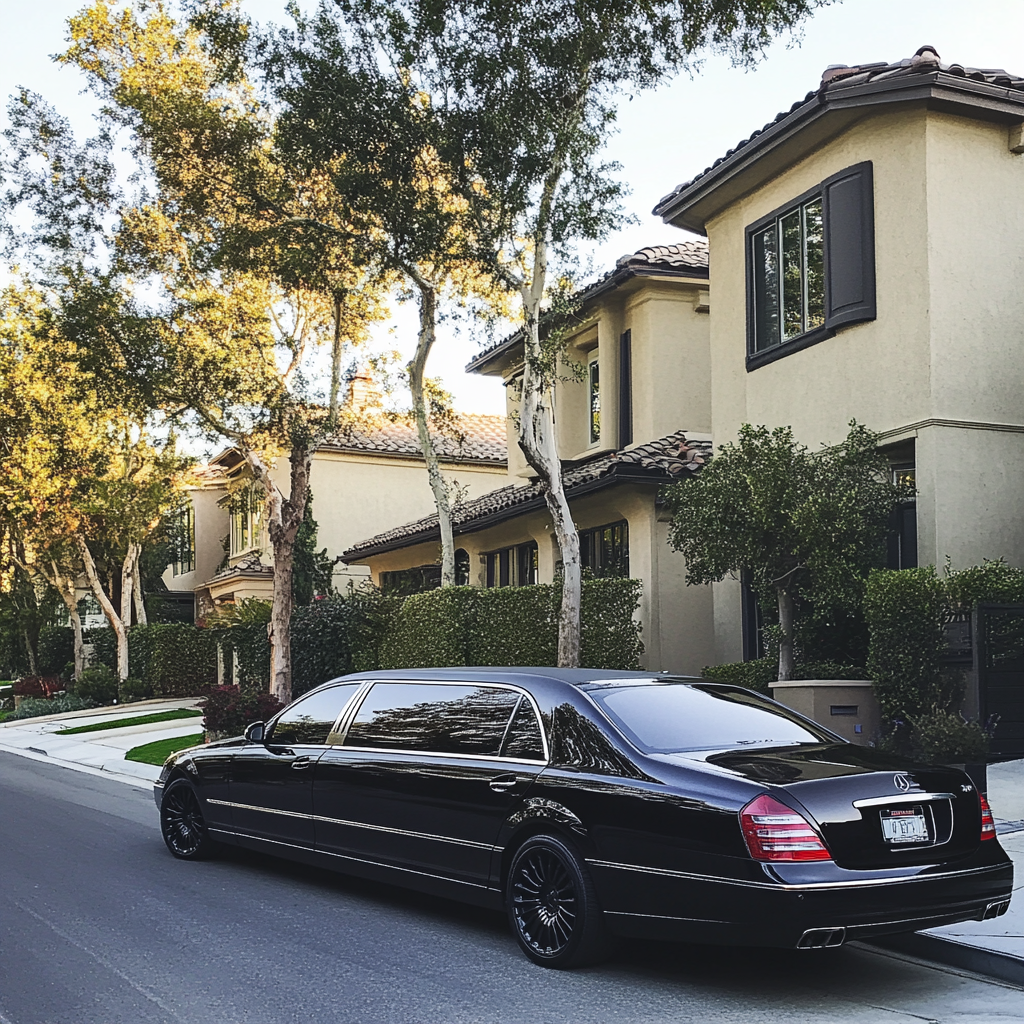 A sleek black limousine parked outside | Source: No source