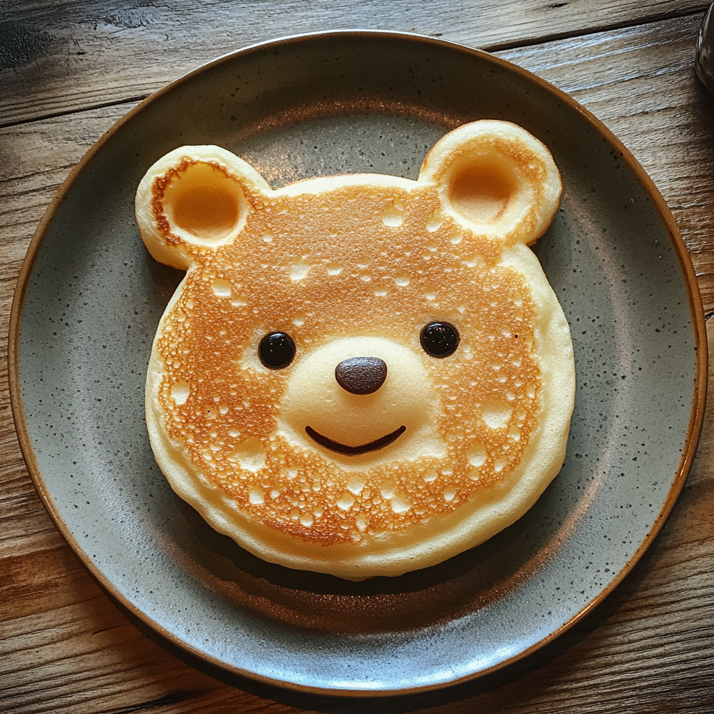 A bear-shaped pancake on a plate | Source: no source