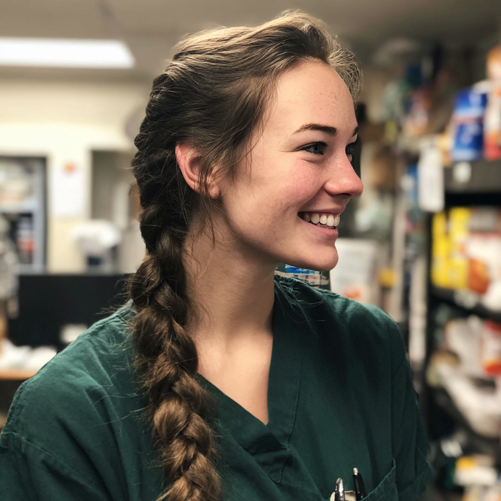 A smiling nurse standing in an office | Source: no source