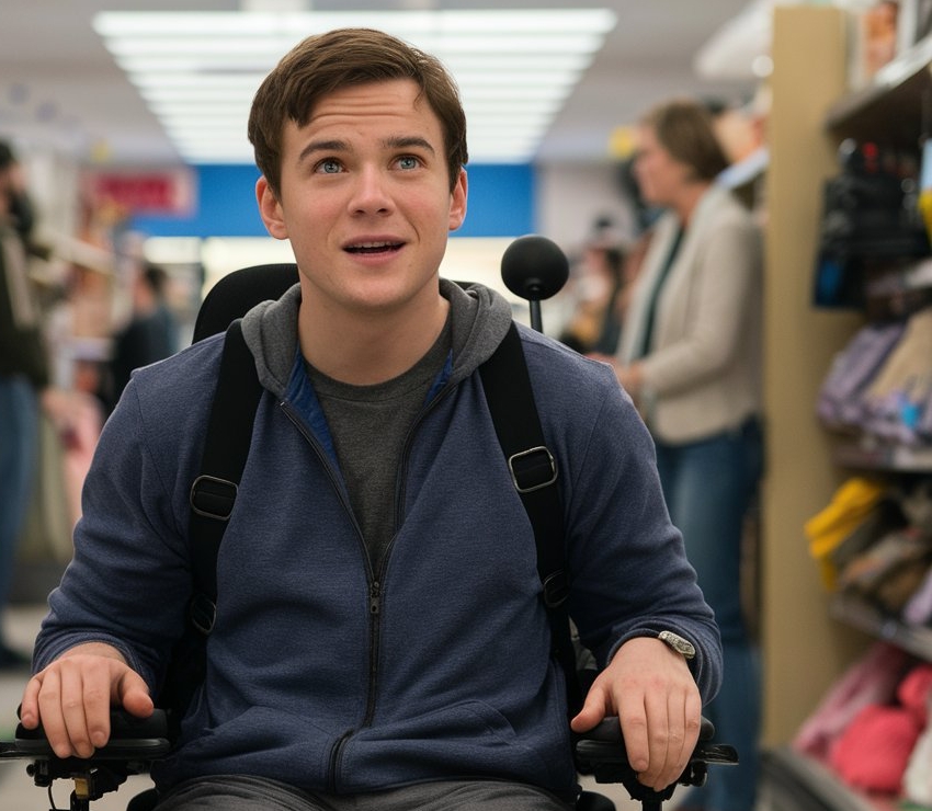 A man in a wheelchair talking to someone out of frame | Source: no source