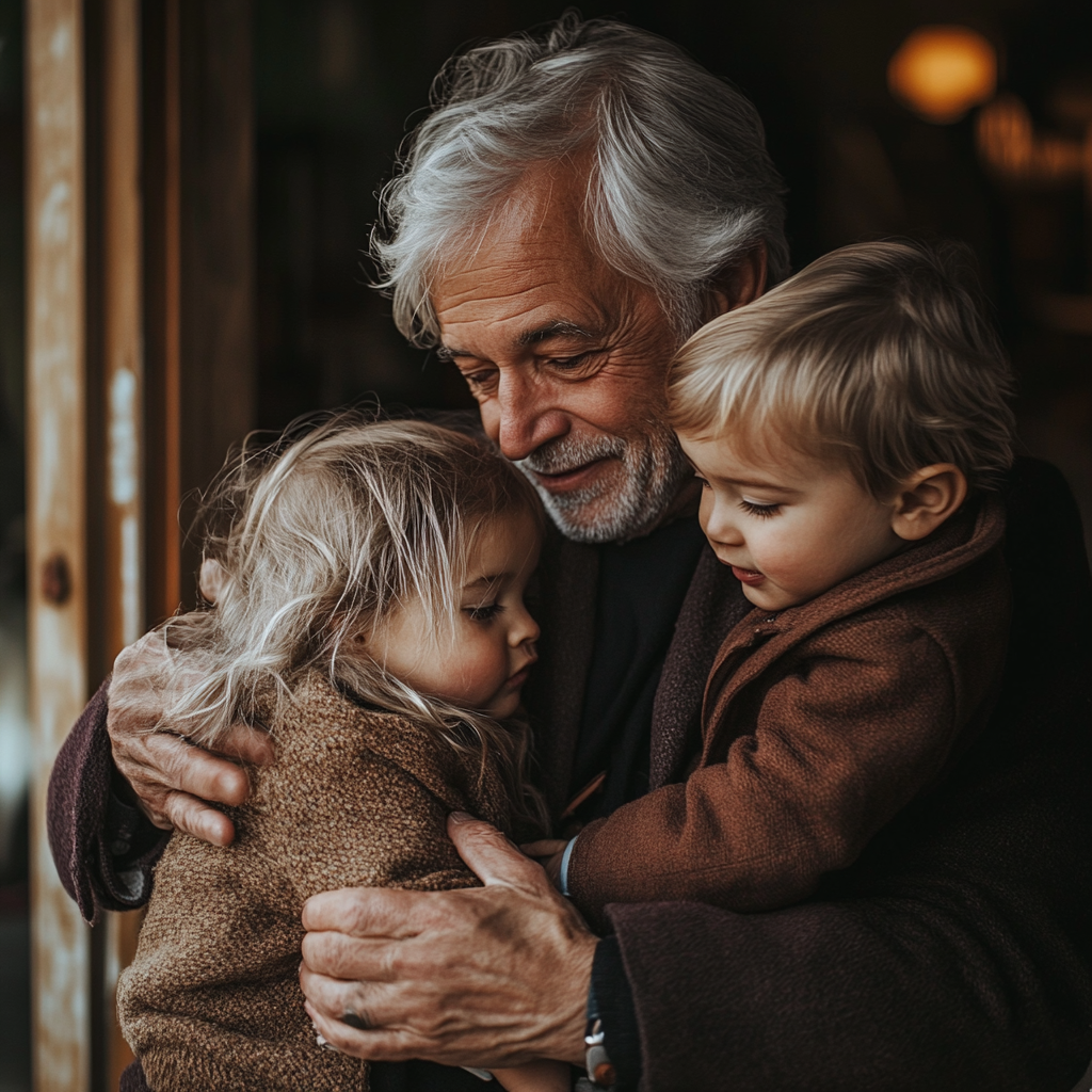 Senior man hugging bonding with his grandchildren | Source: No source
