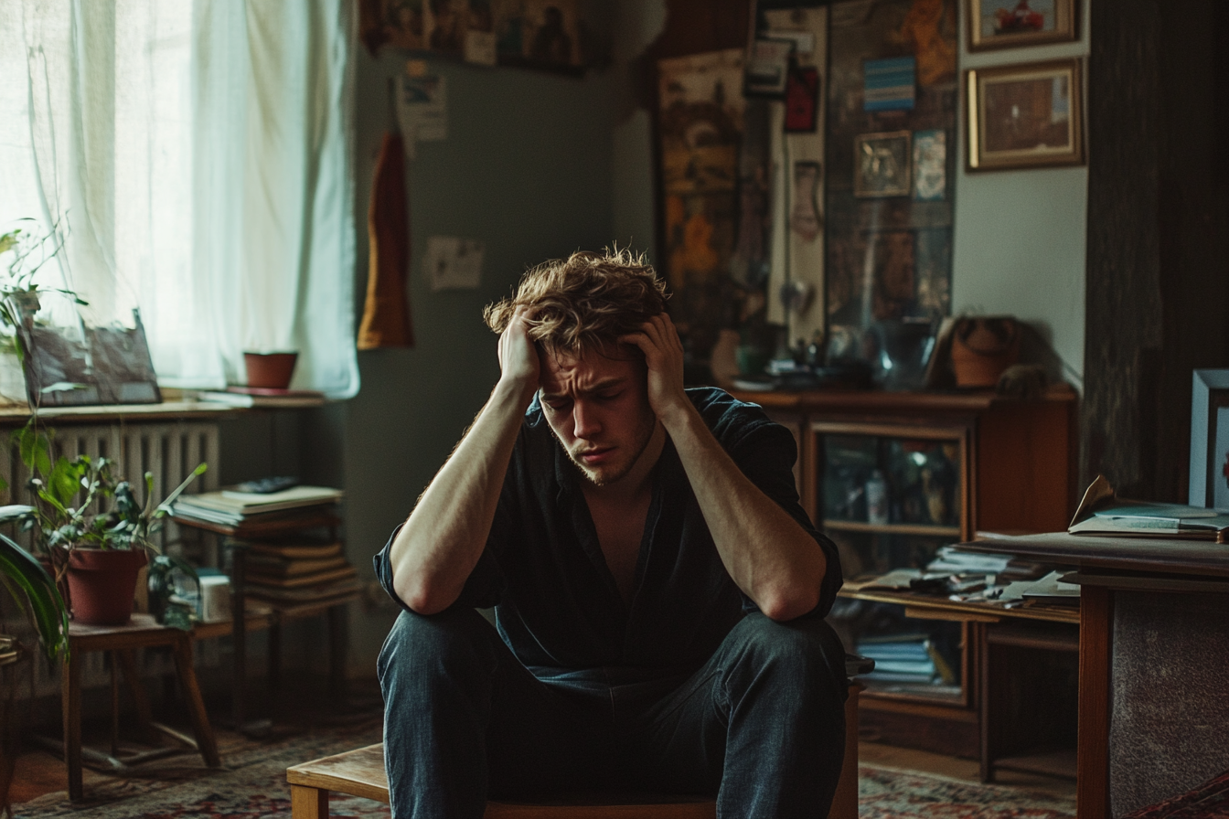 A man sitting with his head in his hands | Source: No source