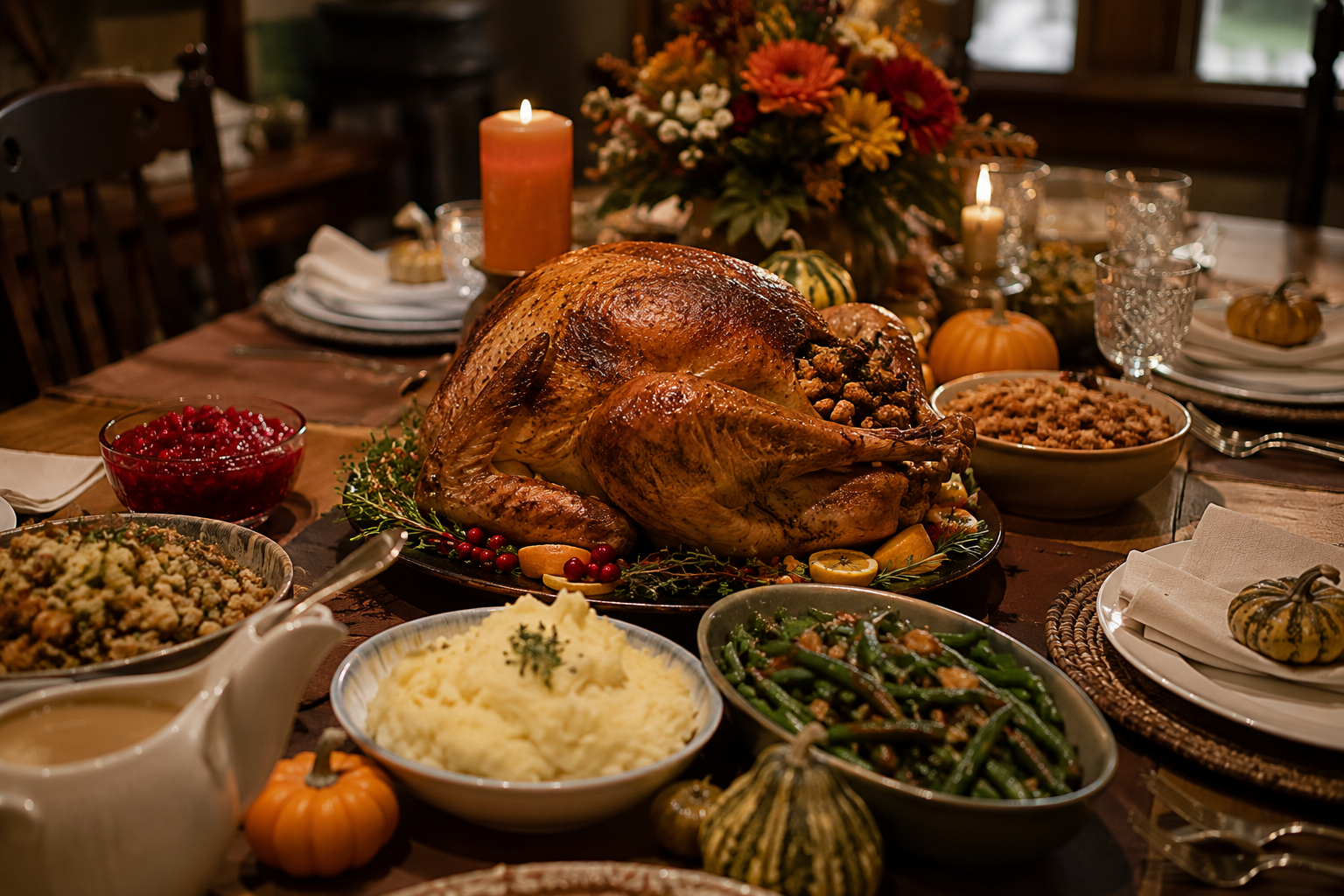 Thanksgiving dinner table | Source: No source