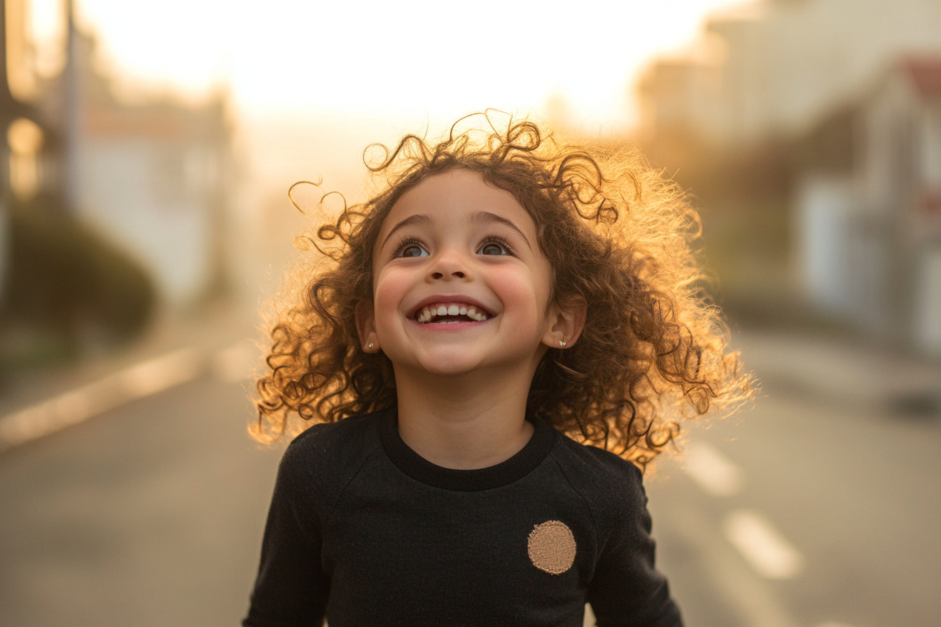 A girl smiling up at someone | Source: No source