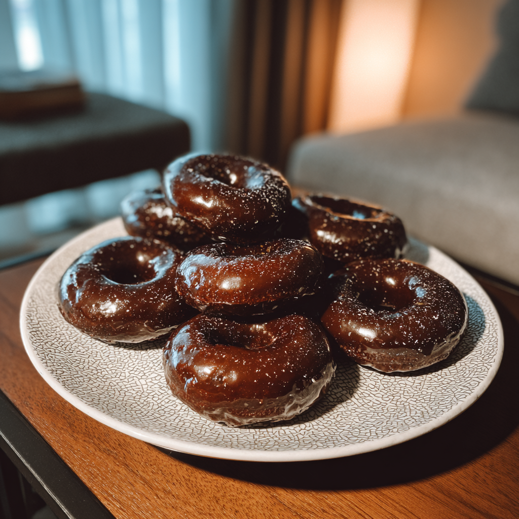 A platter of chocolate covered donuts | Source: No Source