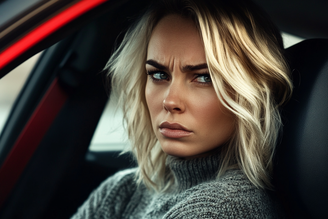 A frustrated woman sitting in a car | Source: No source