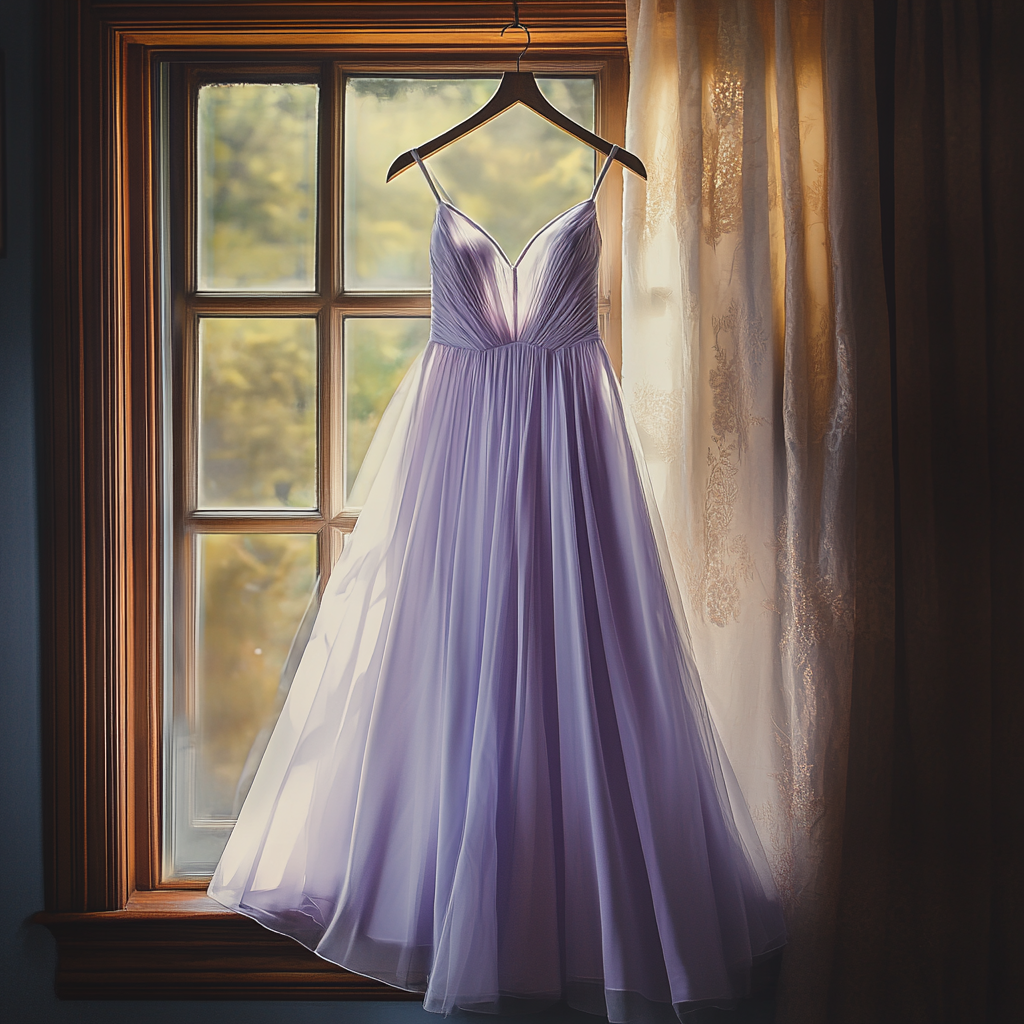 A lavender dress in a hanger | Source: No source