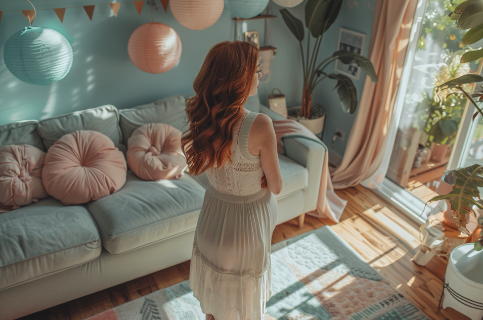A woman standing in a room | Source: no source