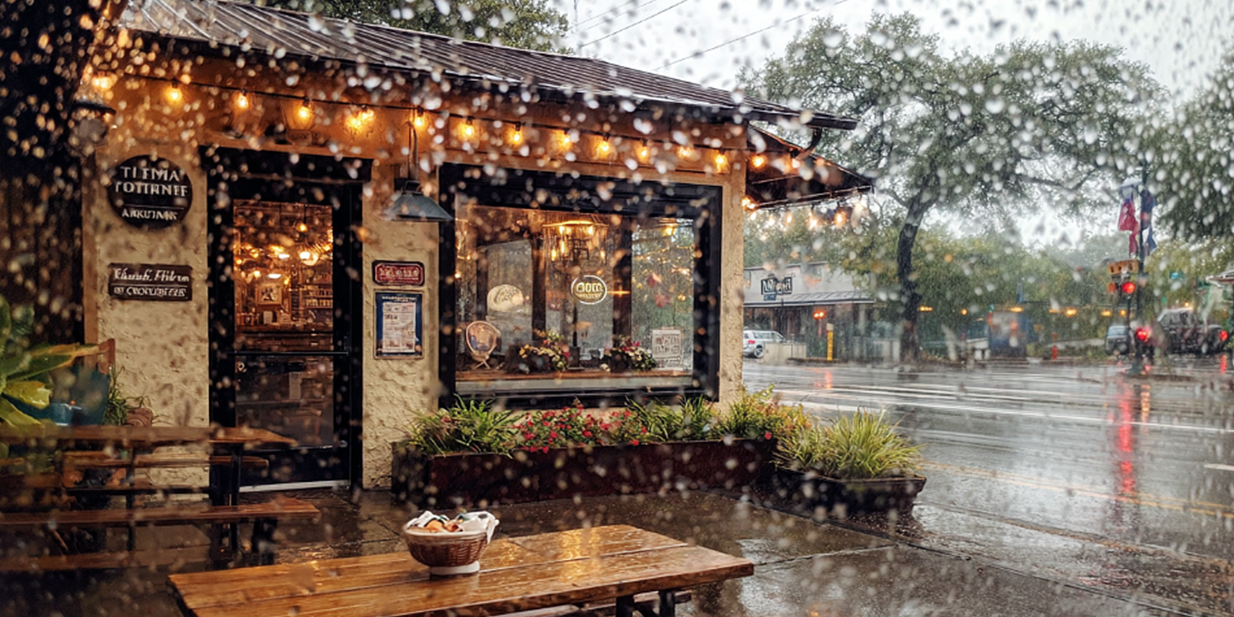 A coffee shop in the pouring rain | Source: The Celebritist