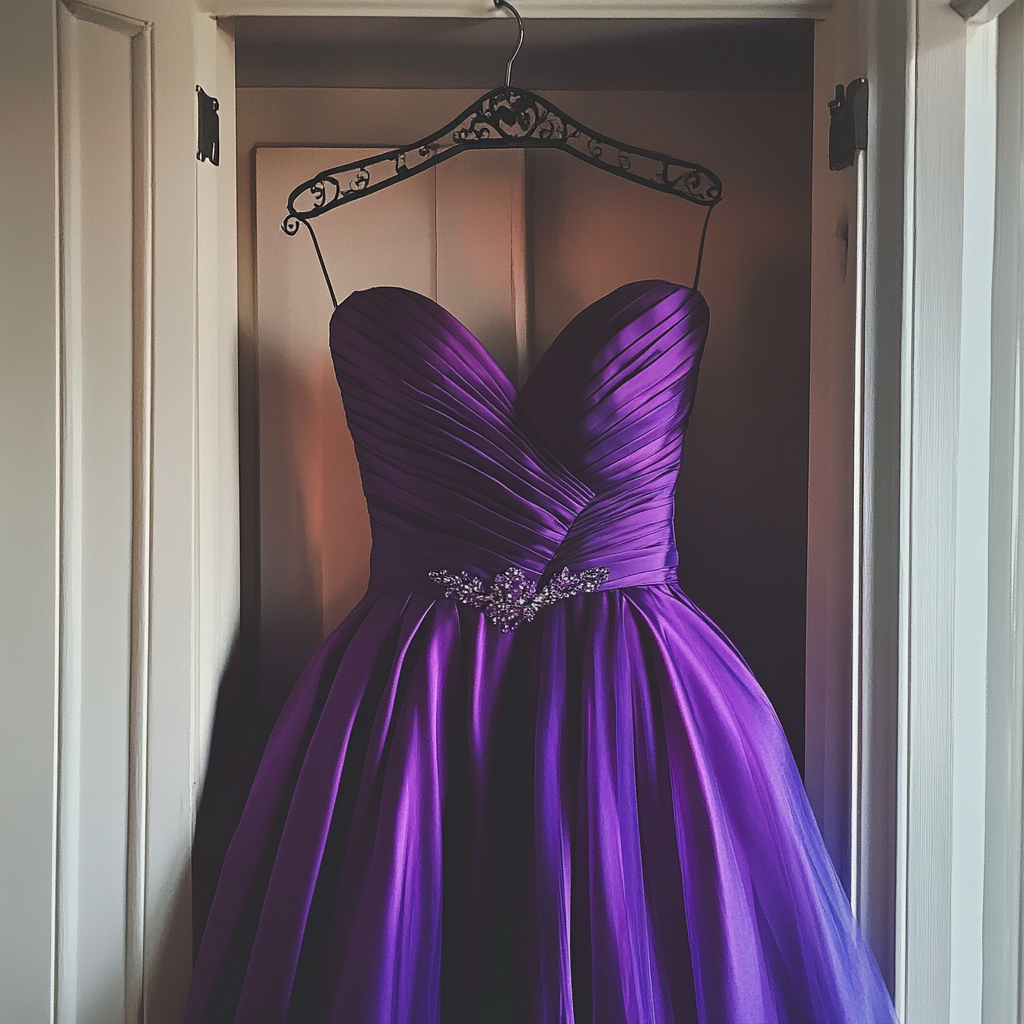 A prom dress hanging in a closet | Source: No source