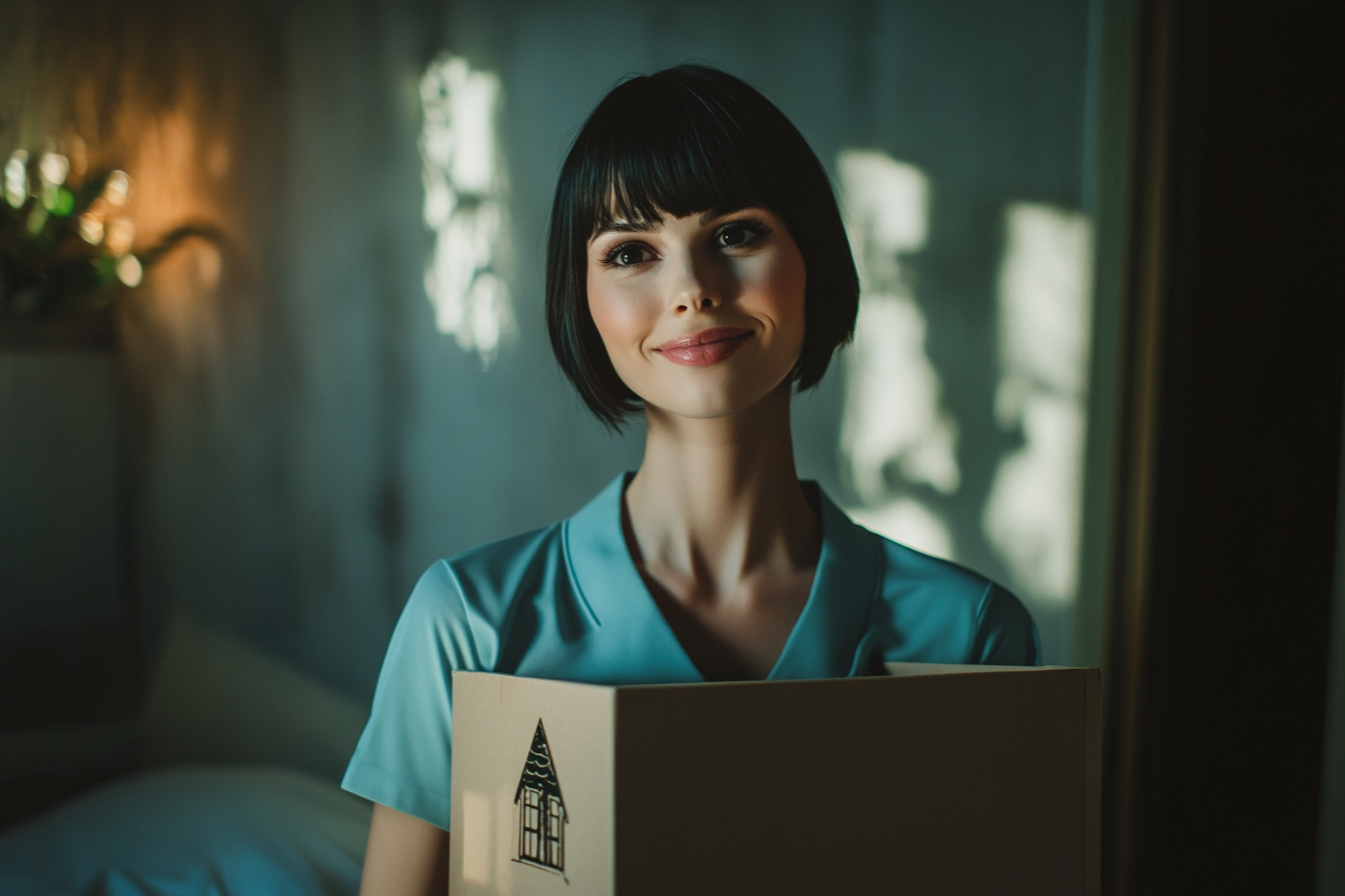 A woman with a box | Source: No source