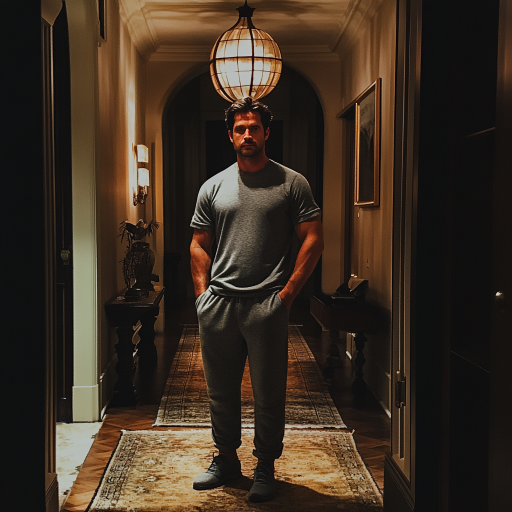 A man standing in a hallway | Source: no source