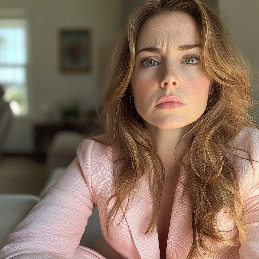 A concerned woman sitting in a living room | Source: No source