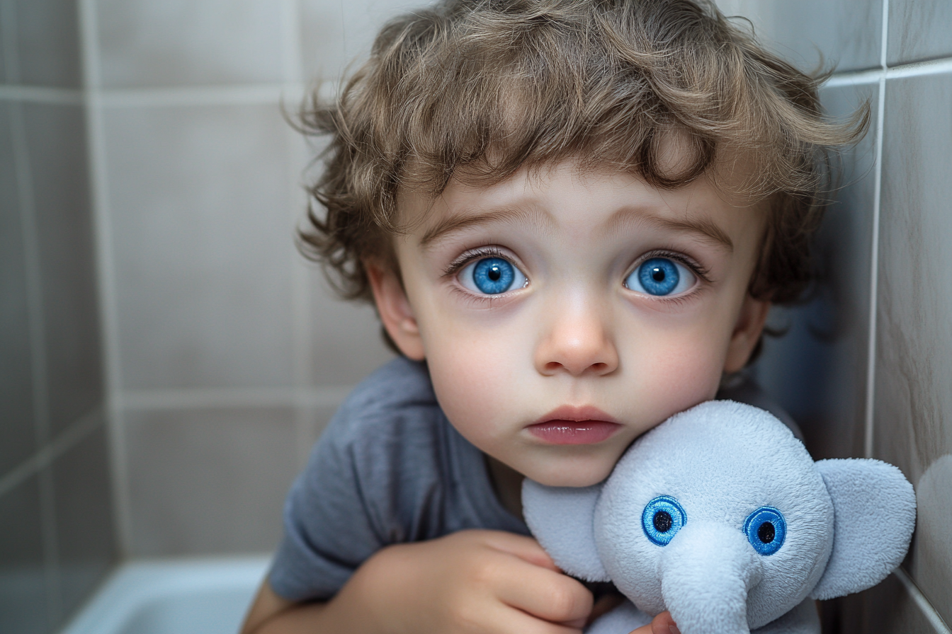 A boy holding a stuffed elephant | Source: No source