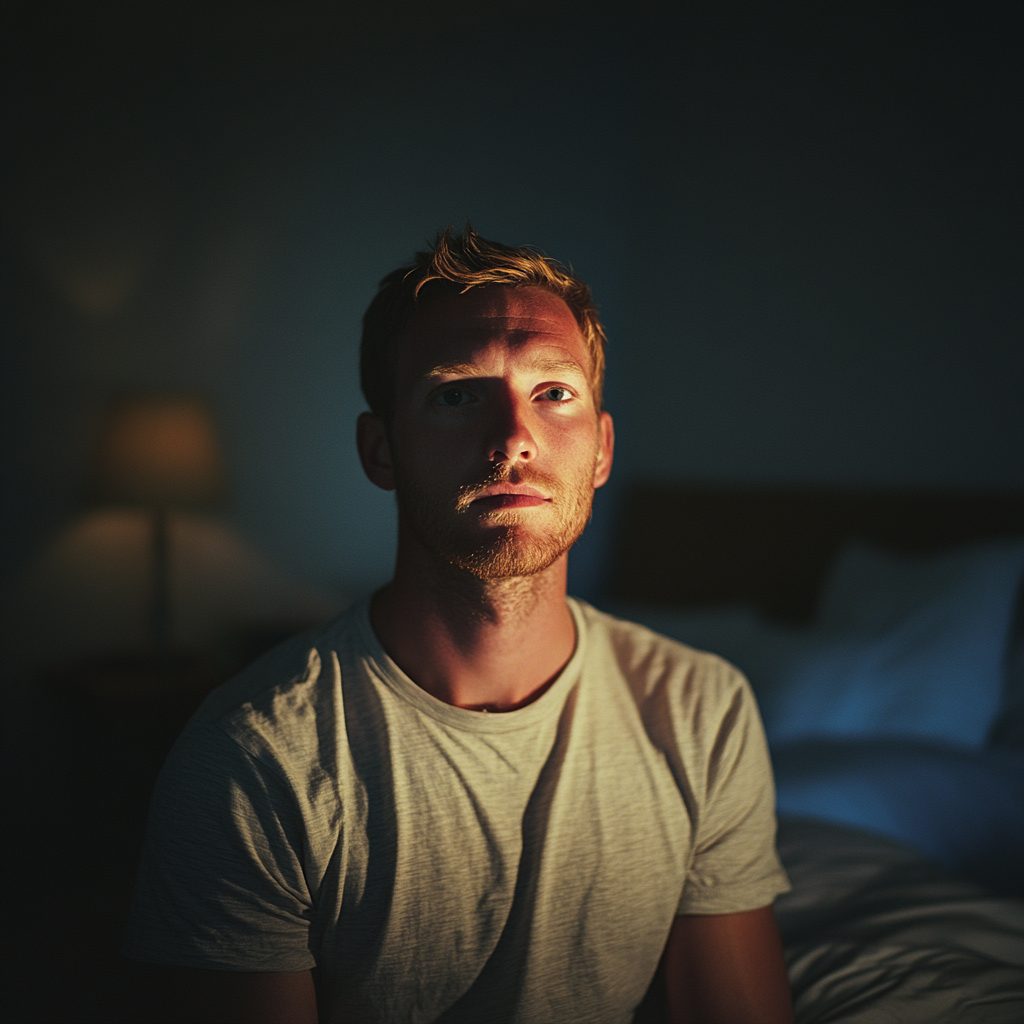 A man sitting on his bed | Source: no source