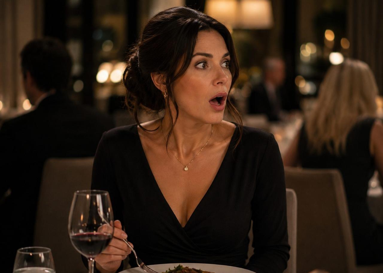 Surprised woman dining alone in a restaurant | Source: No source