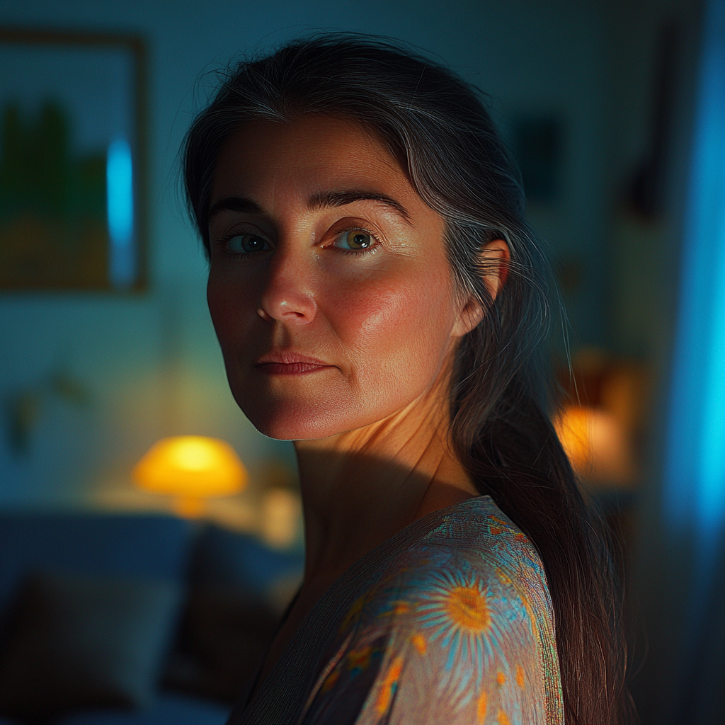 A woman standing in her house at night | Source: No source