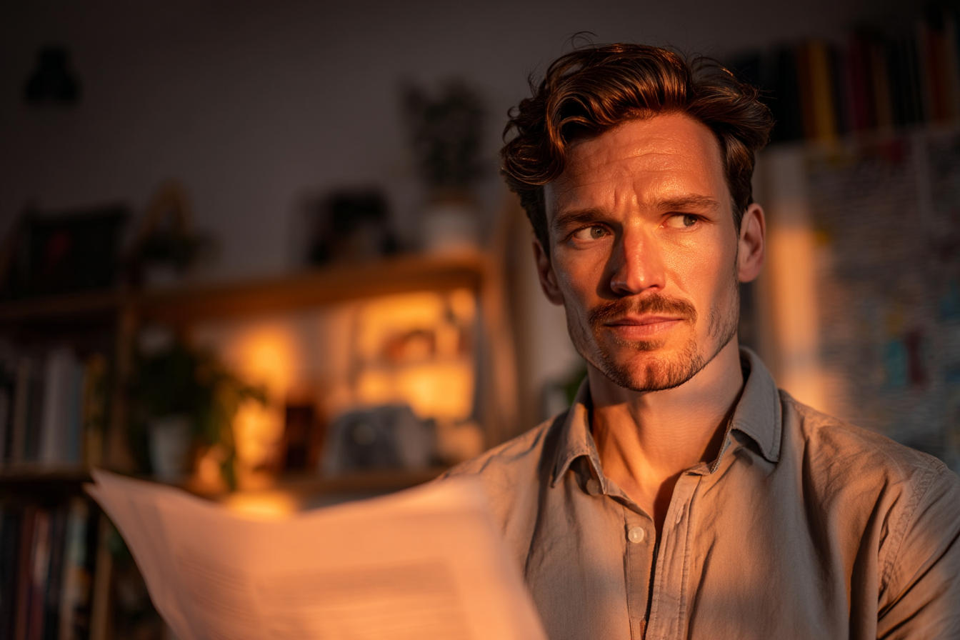 A man looking at a document | Source: No source