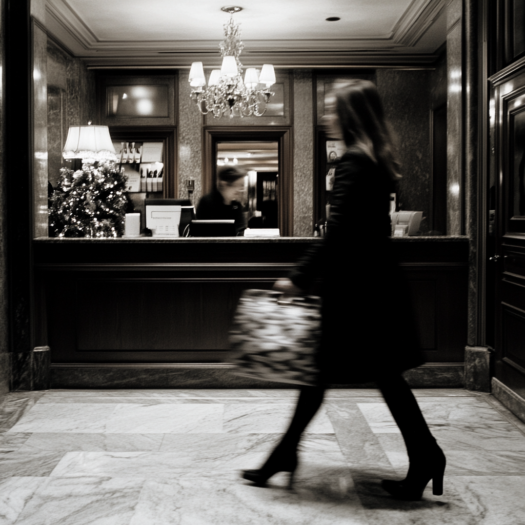 A woman leaving a hotel | Source: No source