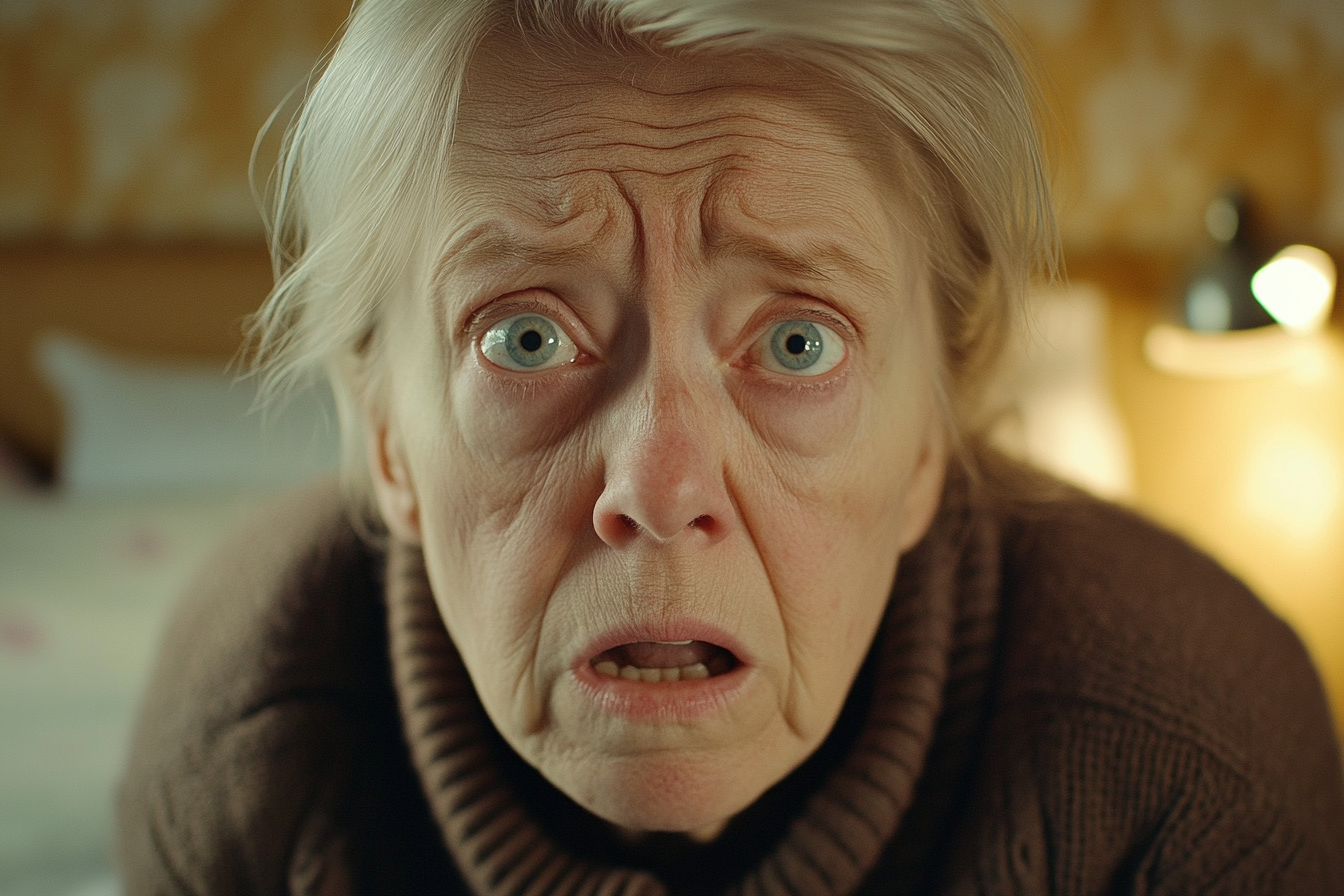 An older woman looking straight ahead, shocked | Source: no source