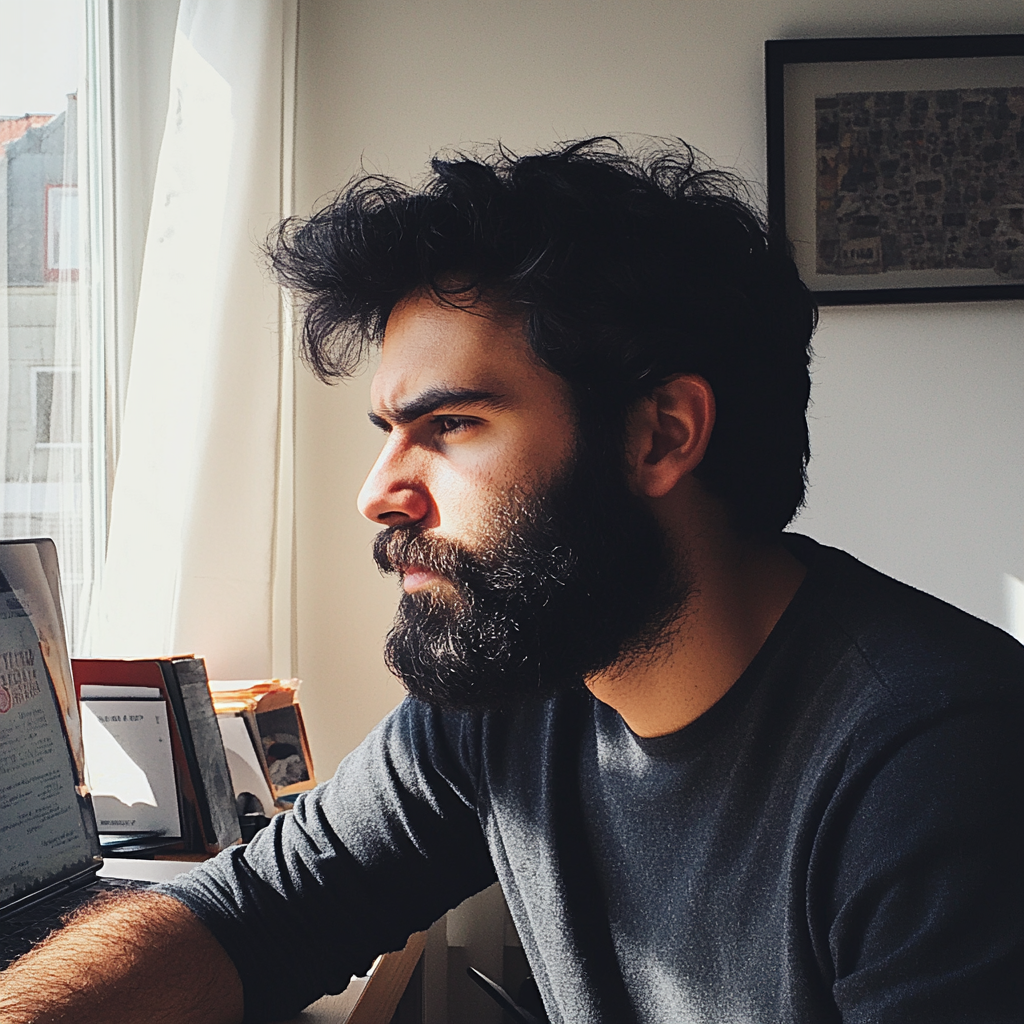 A man sitting at his desk and working | Source: no source
