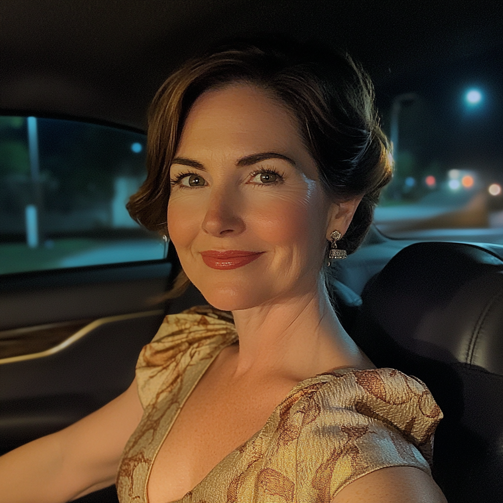 A smiling woman sitting in a car | Source: no source