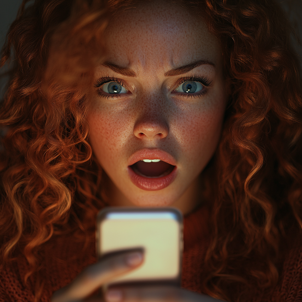 A shocked woman holding her phone | Source: no source