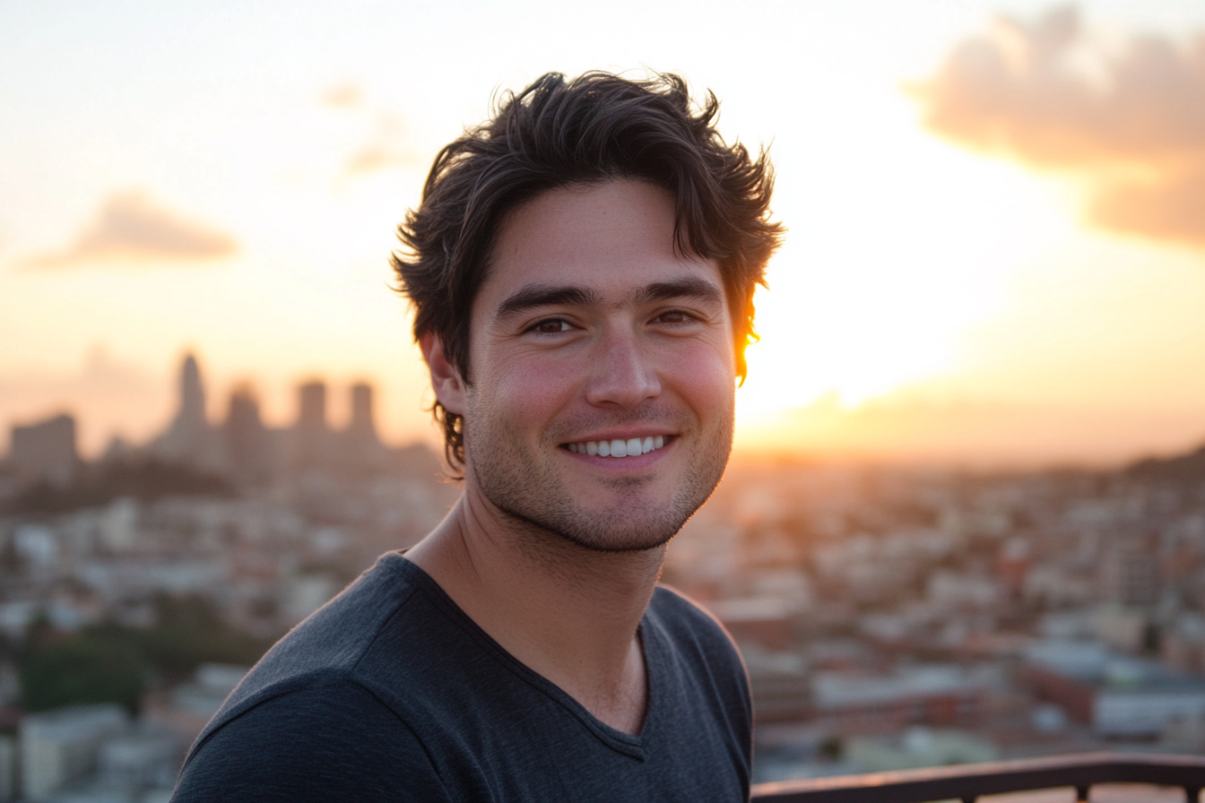 A smiling man on a balcony | Source: No source