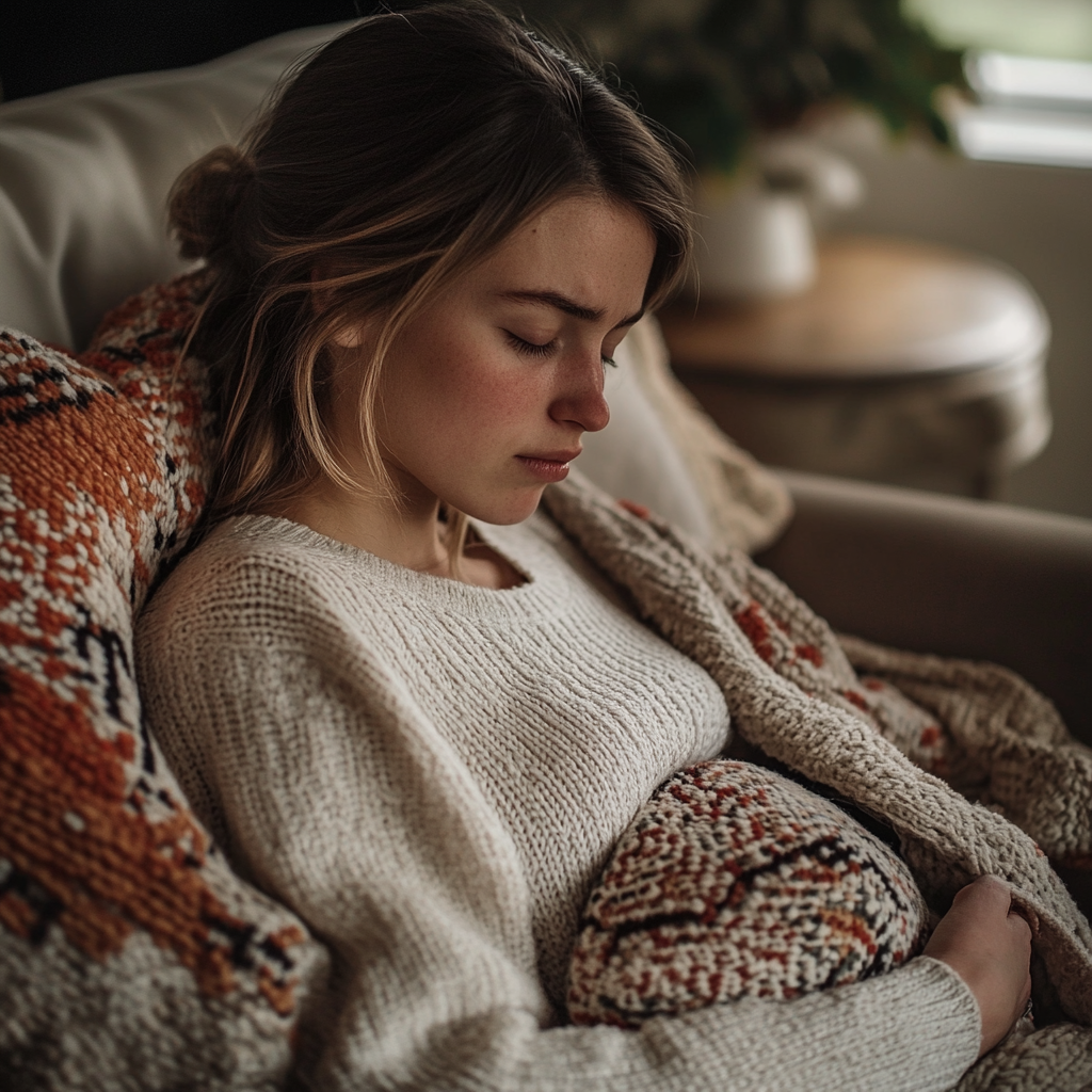 A woman sitting on her couch | Source: No source