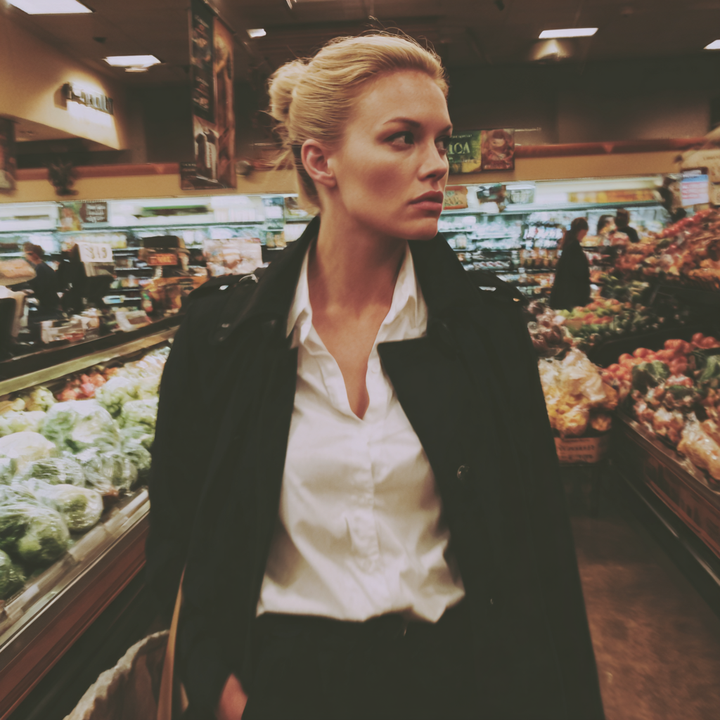 An annoyed woman standing in a grocery store | Source: no source
