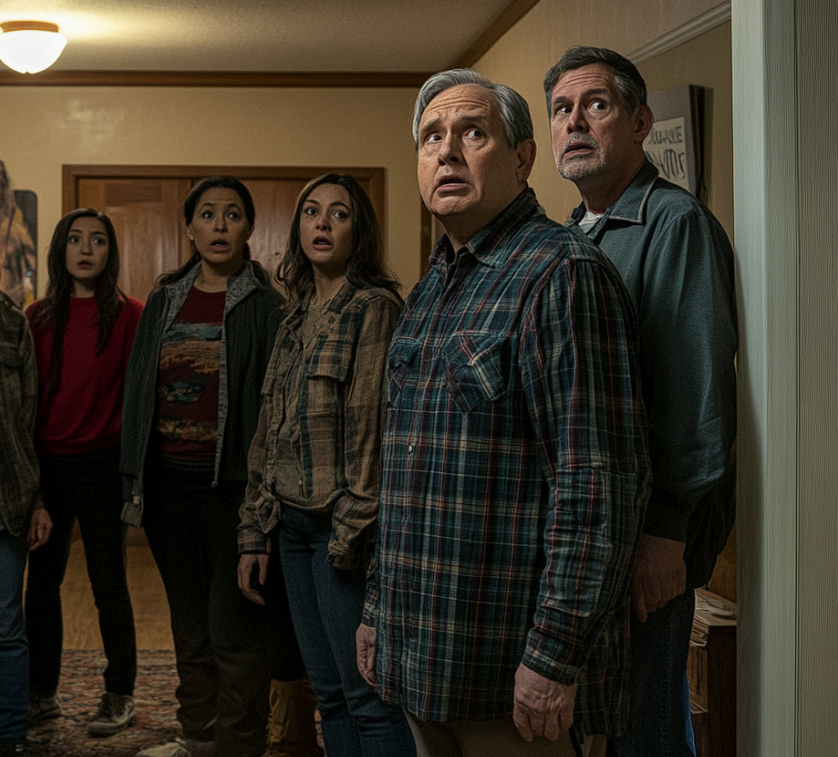 A group of people in a living room staring at someone in surprise | Source: no source