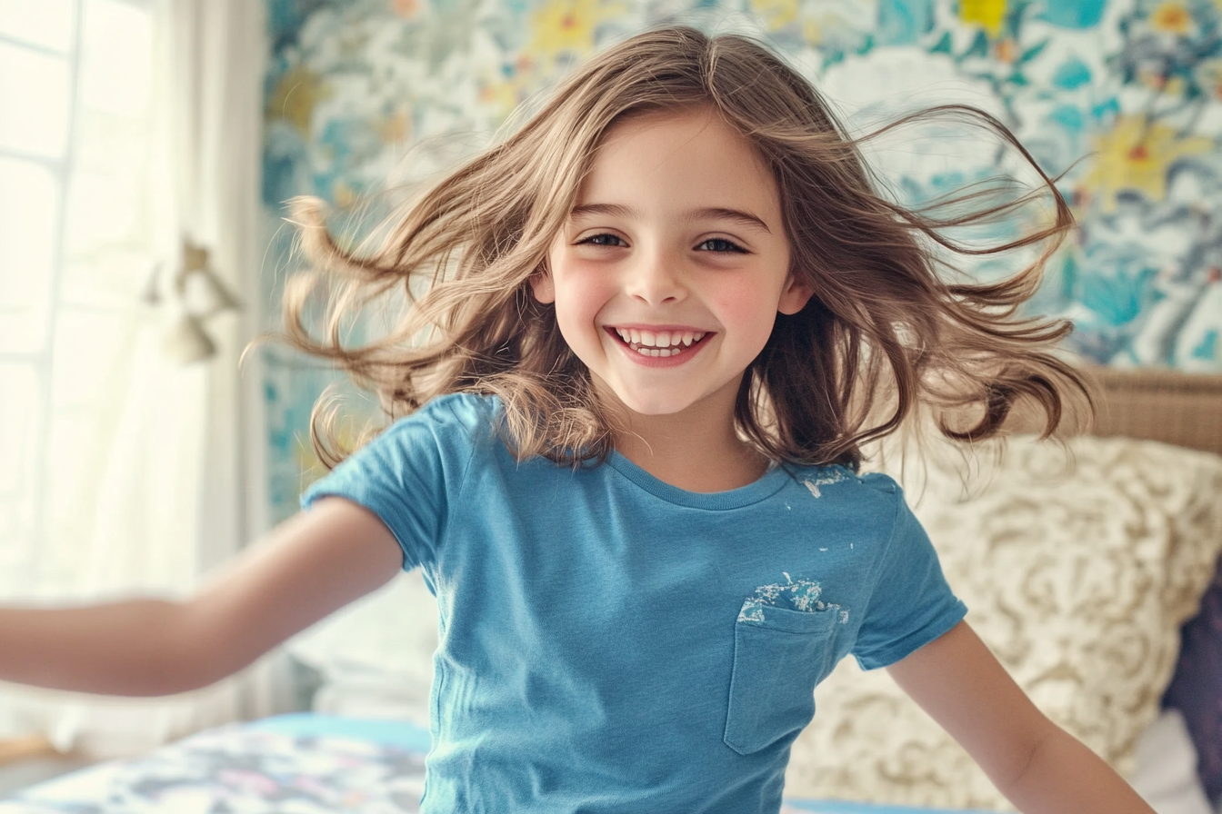 A girl twirling in her bedroom | Source: No source