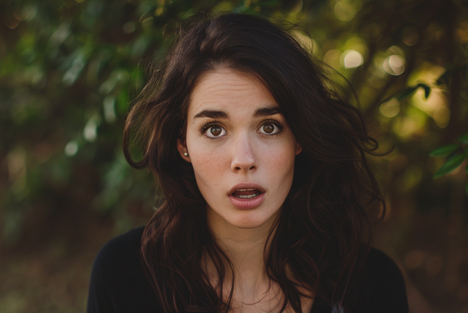 A startled young woman | Source: No source