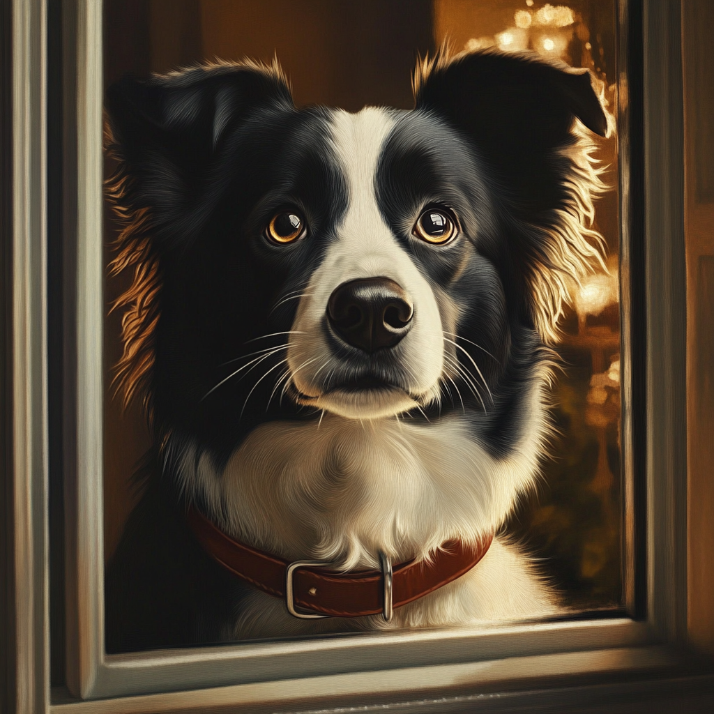 A curious dog looking through the window | Source: no source