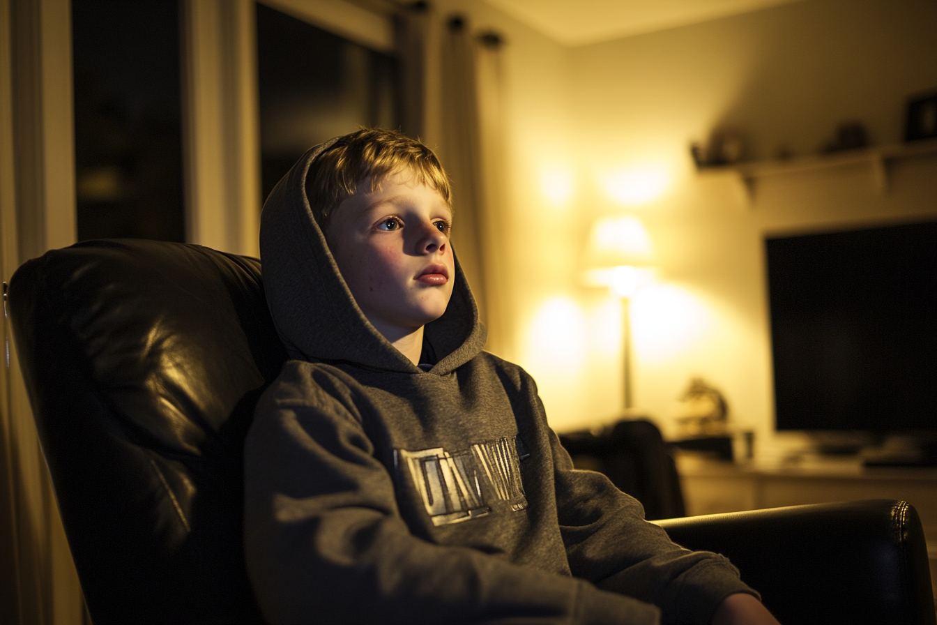 A teen boy sitting on an armchair | Source: no source