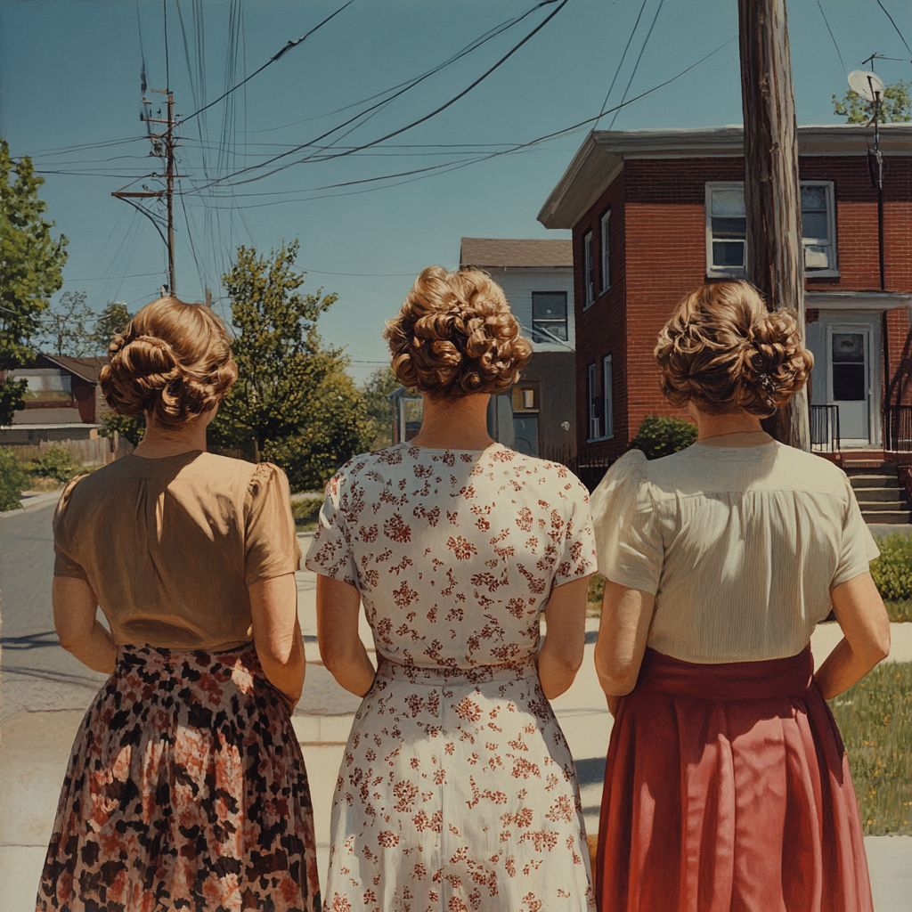 Three women standing in the neighborhood | Source: no source