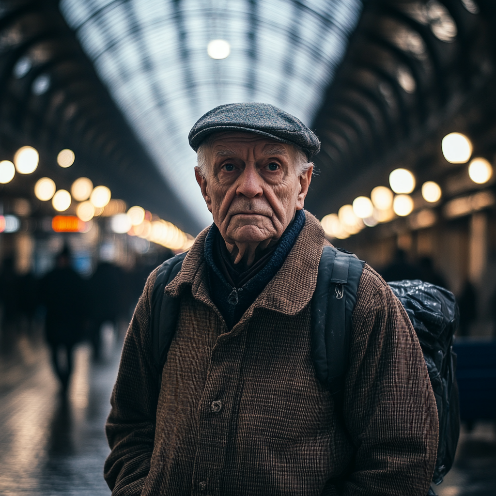 An elderly man waiting for his train | Source: No source