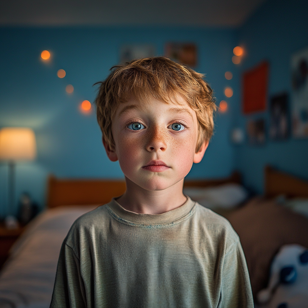 A young boy standing in his room | Source: no source