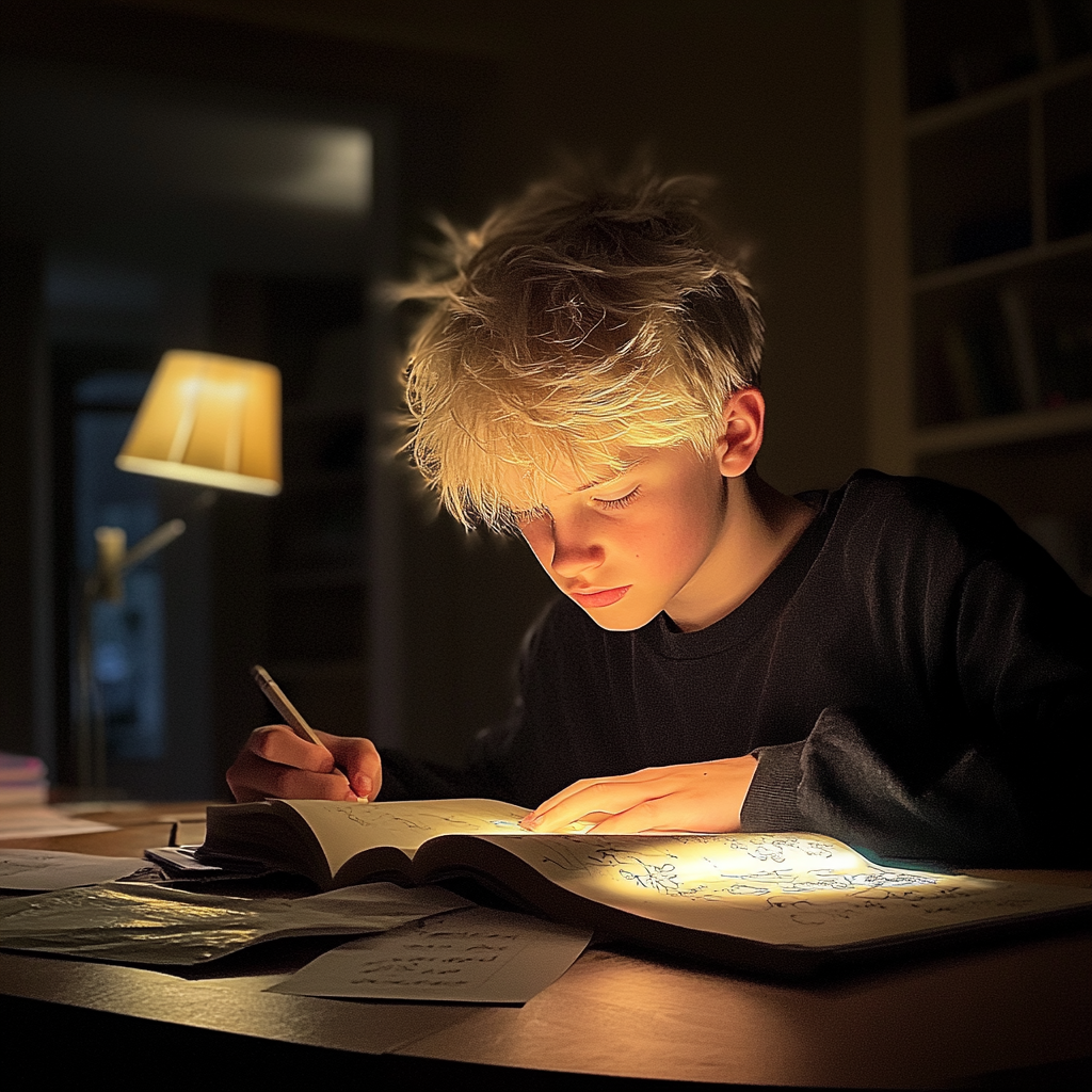 A boy doing his homework | Source: no source